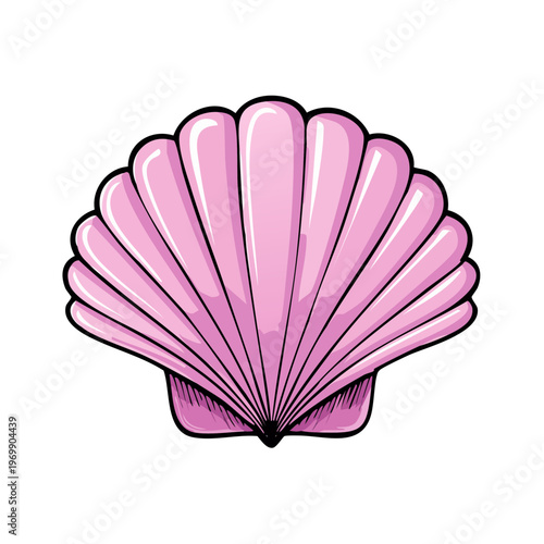 Pink Scallop Shell Icon Graphic Vector Illustration