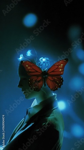 Ethereal silhouette with butterfly.