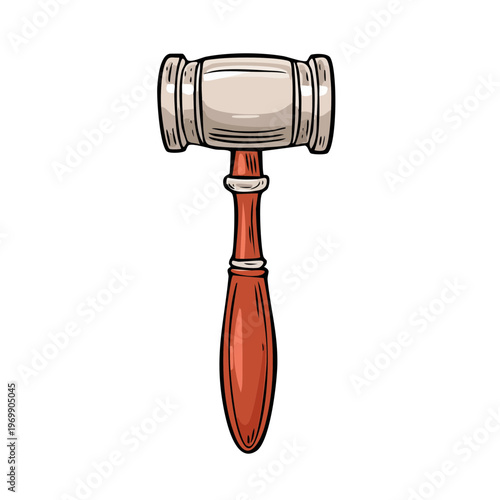 Wooden gavel with red handle symbolizing justice and legal decisions