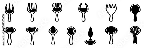 A collection of kitchen utensils icons