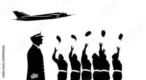 Graduation Ceremony: Pilots Throw Caps as Jet Flies Overhead