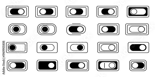 Toggle switches in various positions