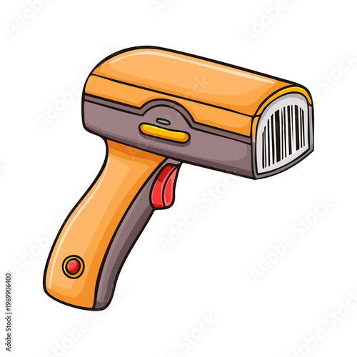 Orange handheld barcode scanner for retail and inventory management