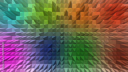 Fotografía Abstract rainbow pyramid texture with 3D extrude effect