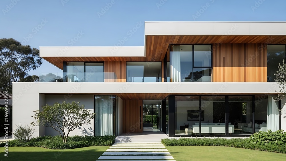 Fototapeta premium Captivating exterior of contemporary home with sleek design elements