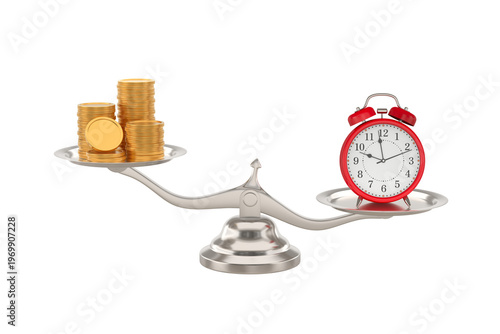 Red alarm clock and money o...