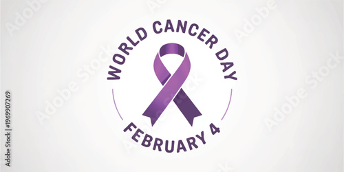 A minimalist logo design for World Cancer Day on a white background