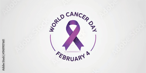 A minimalist logo design for World Cancer Day on a white background