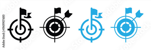 Target Mission Goal and Flag Icon Set