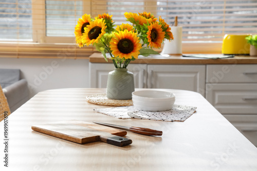 Cutting board with knife on...