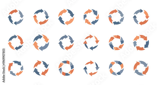 Collection of Circular Arrow Icons for Refresh, Cycle, Process, and Reload Concepts