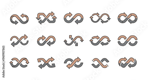 Collection of Infinity Symbols with Arrows: Endless Loop Designs
