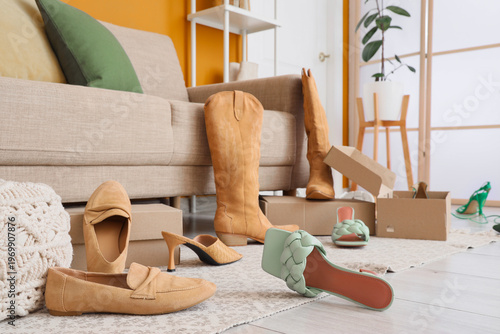 Scattered women's shoes nea...