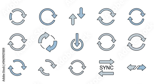 Collection of Refresh, Sync, and Circular Arrow Icons for Web and UI Design
