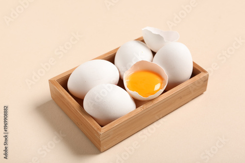 Wooden box with fresh chick...