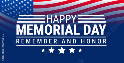 Happy memorial day background, banner, card or poster design template is observed every year during May, to raise awareness about the mission. Vector illustration.