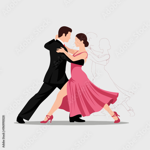 flat illustration of tango dance