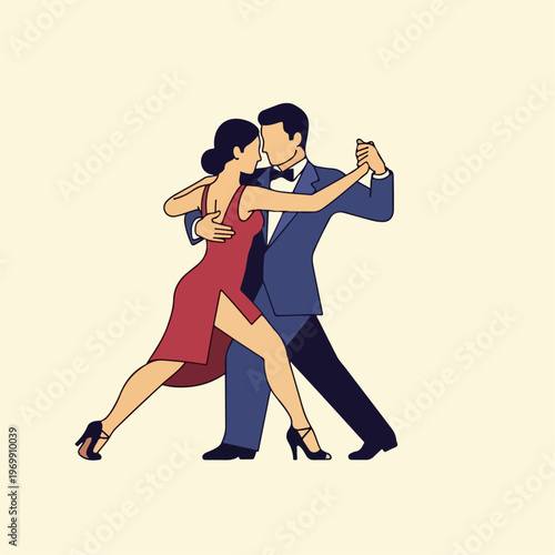 flat illustration of tango dance
