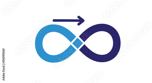 Infinity Symbol with Arrow Representing Continuous Process, Flow, and Endless Cycle