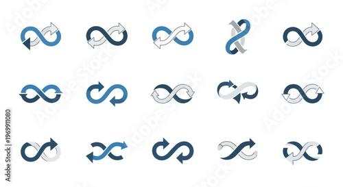 Infinity Symbols and Looping Arrows Collection: Endless Cycle and Continuity Designs