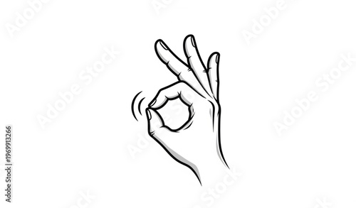 Dynamic angled OK hand gesture thin line icon with motion effect modern outline vector for animation use