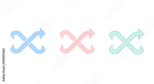 Pastel Shuffle Loop Arrow Icons for Random Play and Repeat