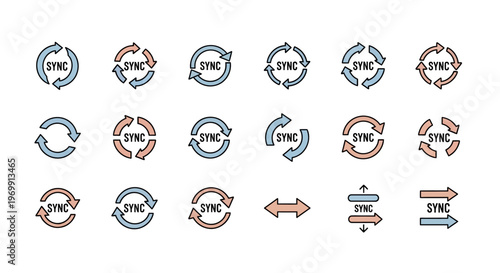 Modern Sync and Refresh Arrow Icons Set for Data Transfer and Digital Processes