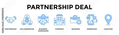 Fotografie Partnership Deal Banner Web Icon Set Collection Pack Vector Illustration Concept