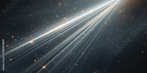 Fast cars driving through urban city traffic at night create a motion blur of lights along the asphalt highway and motorway transport system