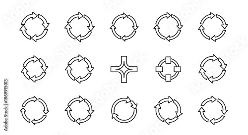 Circular Arrow Icons Set: Refresh, Recycle, Loop, and Directional Symbols Collection