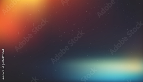 Cinematic film light leak gradient background with orange glow and teal light