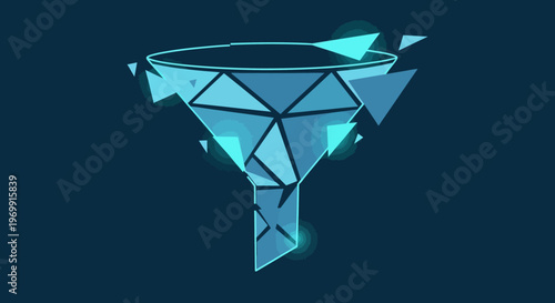 Abstract Geometric Funnel Filter with Glowing Light Effects