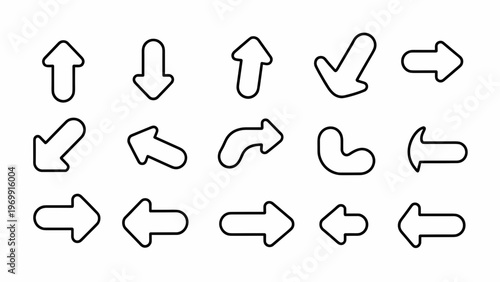 Minimal Navigation Arrow Line Icon Set  Clean Directional UI Symbols Collection