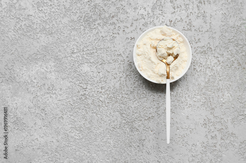 Bowl of powdered milk with ...