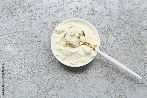 Bowl of powdered milk with ...