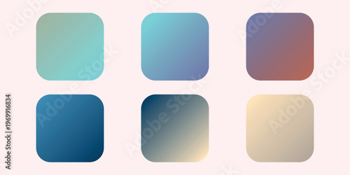 Gradient collection, shiny rainbow hologram. Holographic foil texture, blue, pink, green. yellow gradation. Catalog of samples palettes in RGB HEX. Vector set for frame, border, other design.