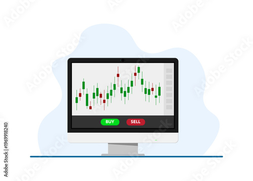 Online Trading Platform with Candlestick Chart Stock Illustration.