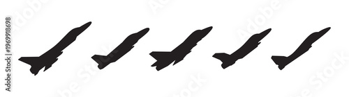 Jet Fighter Plane Vector Silhouette Icon Set