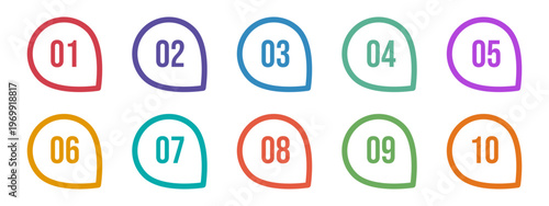 Colorful Number Bullet Points Infographic Triangle Arrow Flags Set