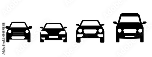 Simple Car Icons Set Front View Vehicle Transport Flat Vector