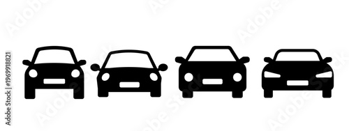 Simple Car Icons Set Front View Vehicle Transport Flat Vector