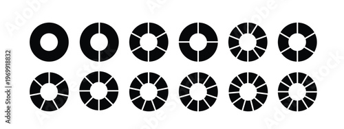 Pie Chart Icons Set Circular Diagram Segmented Infographic Vector