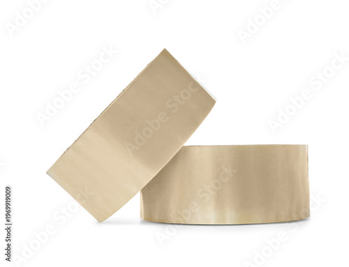 Adhesive tape rolls on whit...