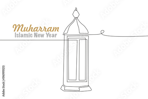 Islamic New Year Muharram concept one-line drawing