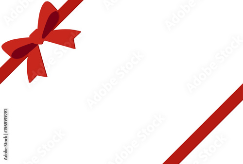 Vector illustration design of red ribbons decorating the corners. Two diagonal ribbons. There is a white copy space in the center. Suitable for celebrations and gifts.