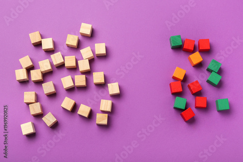 Building cubes on purple ba...