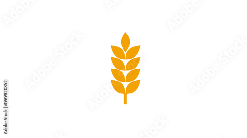 Minimalist illustration of a wheat stalk in yellow against a white backdrop