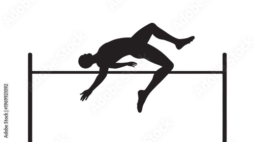 Silhouette of a High Jumper Gracefully Clearing the Bar During a Track and Field Event