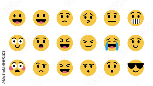 Emoji Faces Line Icon Set – Emotions and Expressions Vector Collection