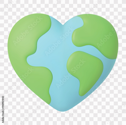 Ecology and Environmental Sustainability Vector Icon Set | 3D icon set | a heart-shaped Earth
